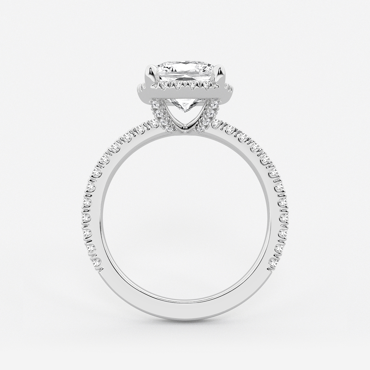 Additional Image 1 for  3 2/5 ctw Elongated Cushion Lab Grown Diamond Halo Engagement Ring